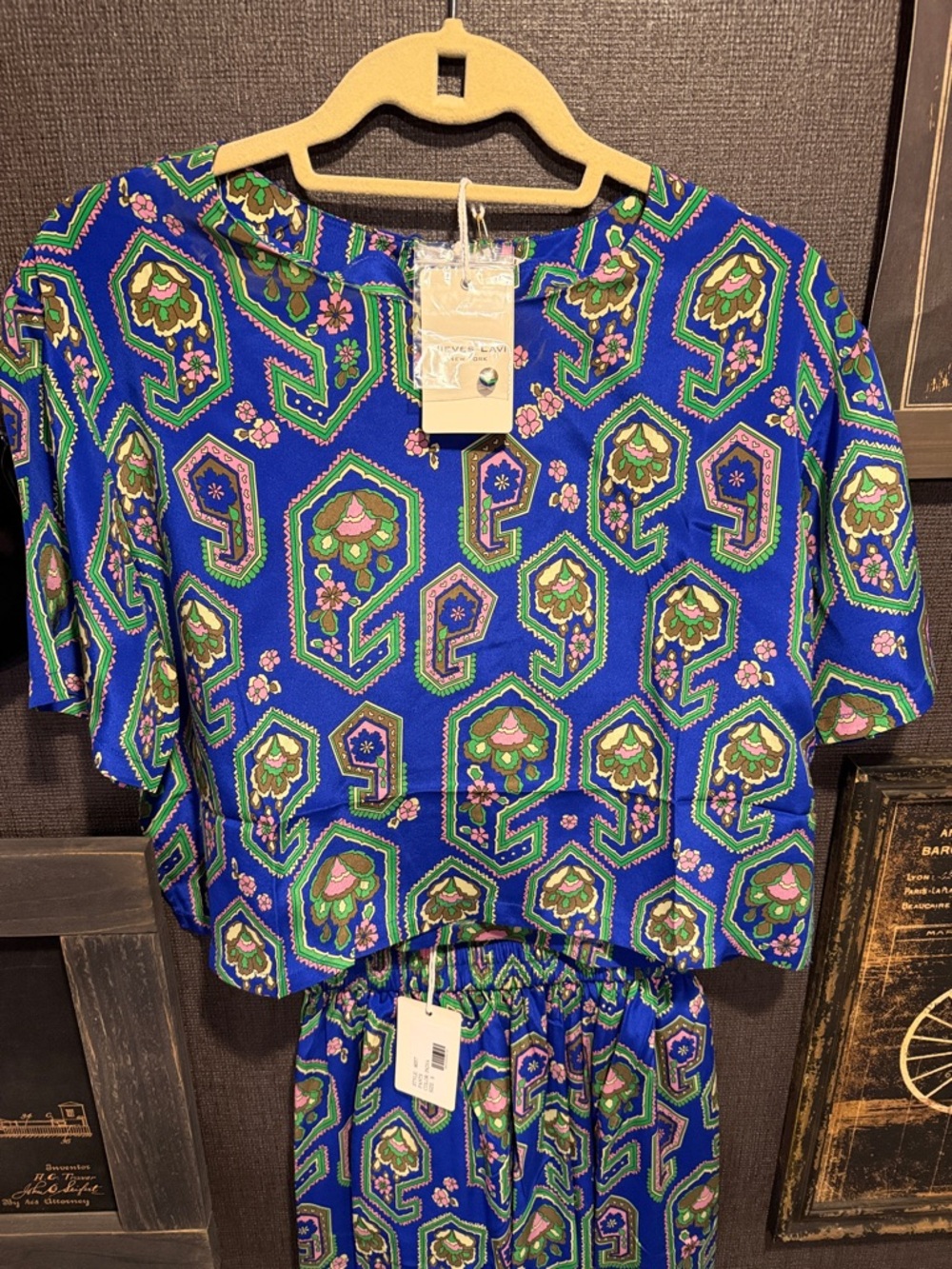 Nieves Lavi Blue Geometric Floral Pajama Set - Picture 6 of 6